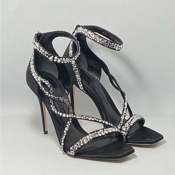 Alexander McQueen Crystal-Embellished Satin High-Heel Sandals size 39.5 - Picture 6 of 14